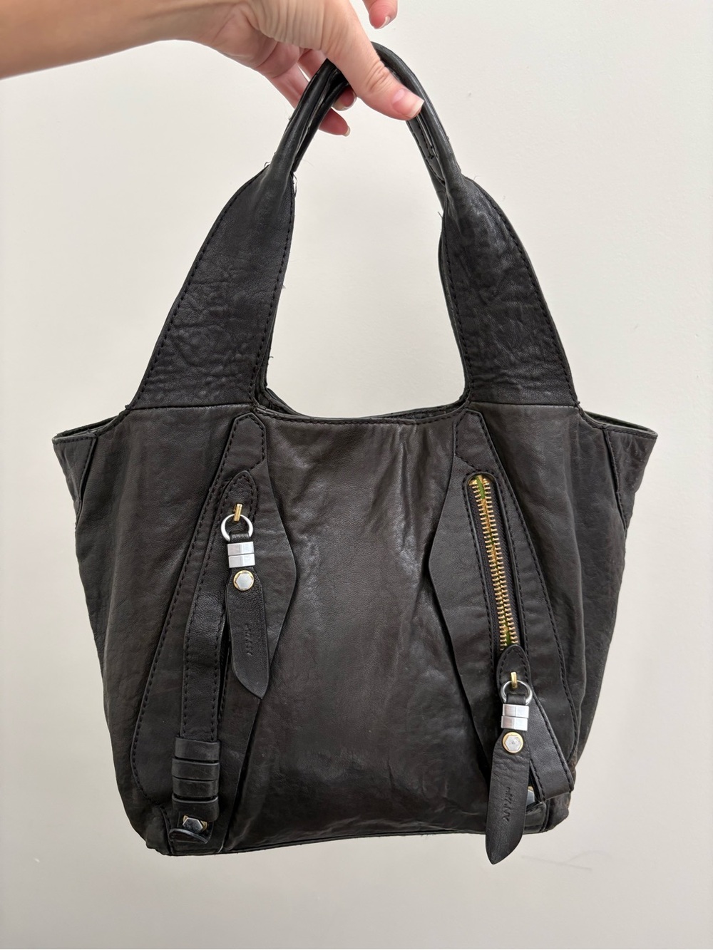 Oryany slouchy hobo tote bag leather handbag black